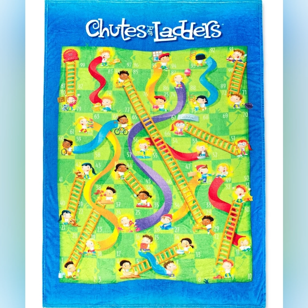 Chutes And Ladders Blanket 60x90  NWOT Hasbro